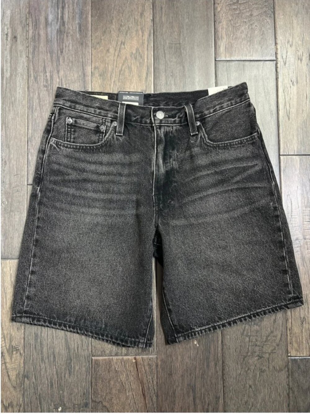 NWT Levi's 468 Loose Denim Shorts Washed Black Baggy Skater Jorts